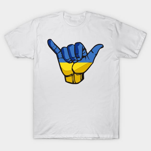 Shaka sign Ukraine flag T-Shirt by LiquidLine